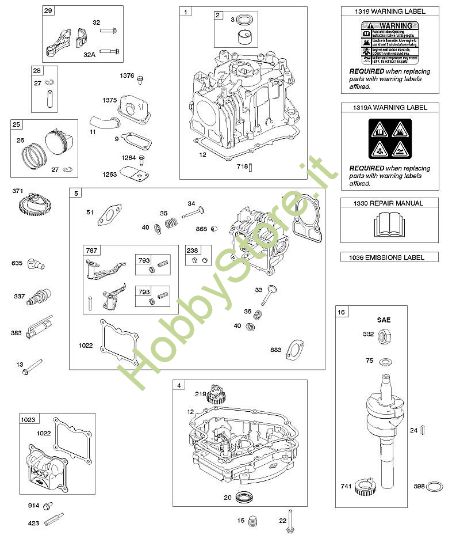 D - Ingranaggio albero a camme, coppa/coperchio scatola albero motore, albero motore, cilindro, testata del cilindro, pistone/segmento pistone/biella B&S - 10 €¦ 100602-2118-B8 brand Stihl